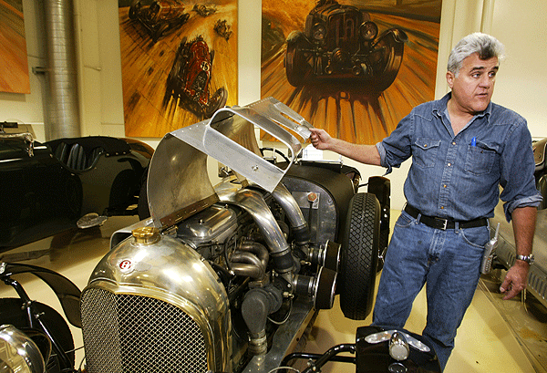 Jay Leno with his car collection