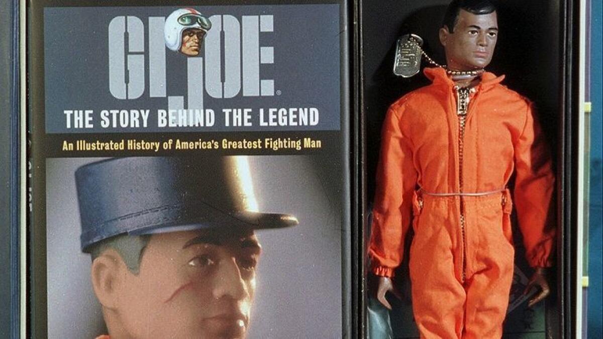The Masterpiece Edition G.I. Joe package includes a replica of the original 1964 action figure, complete with big feet, a misplaced thumbnail, a facial scar and 21 moving parts and rivets.