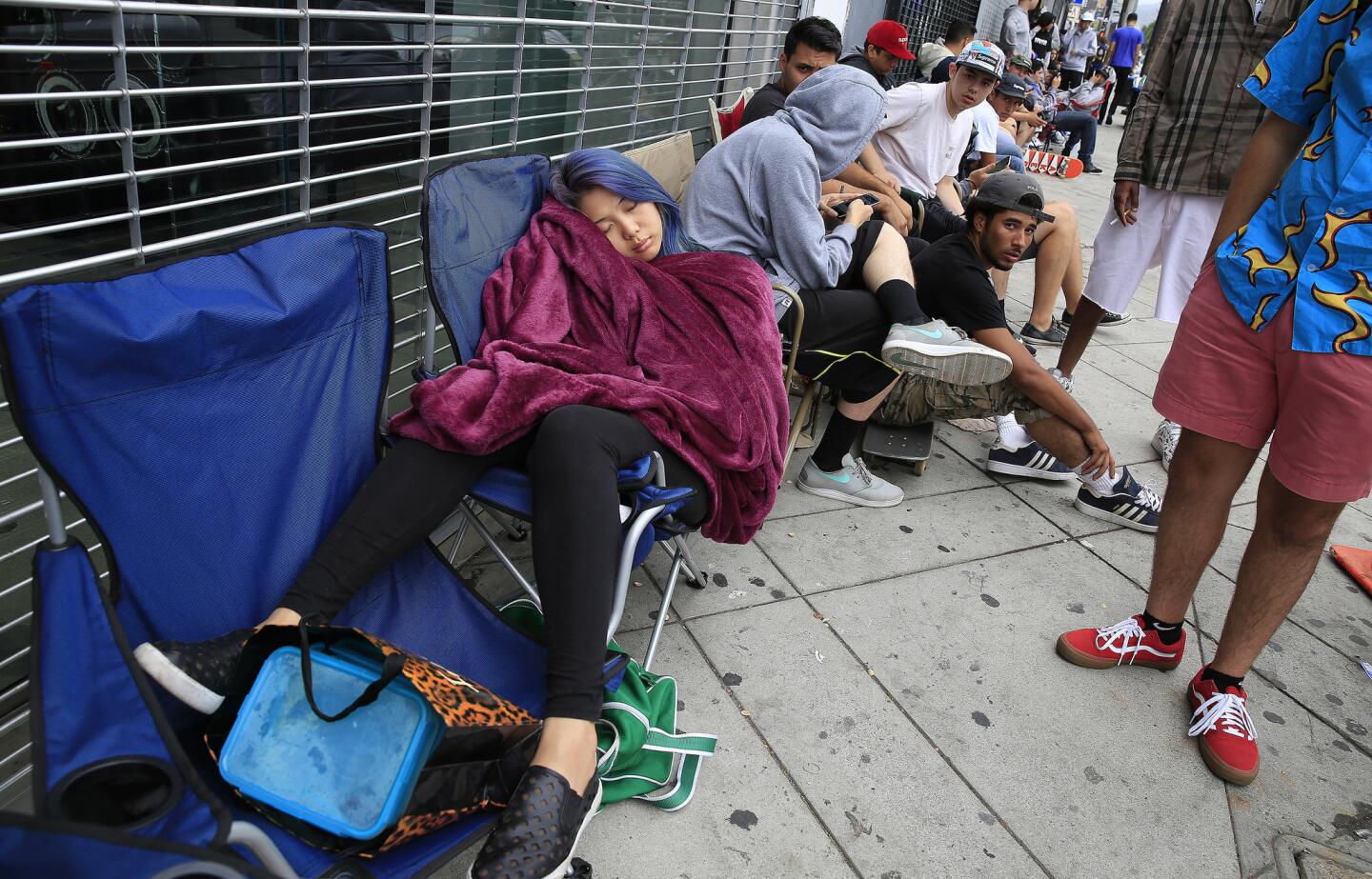 The line of hopeful shoppers started forming Monday for the Thursday opening of the Supreme store and its fall and winter clothing release.