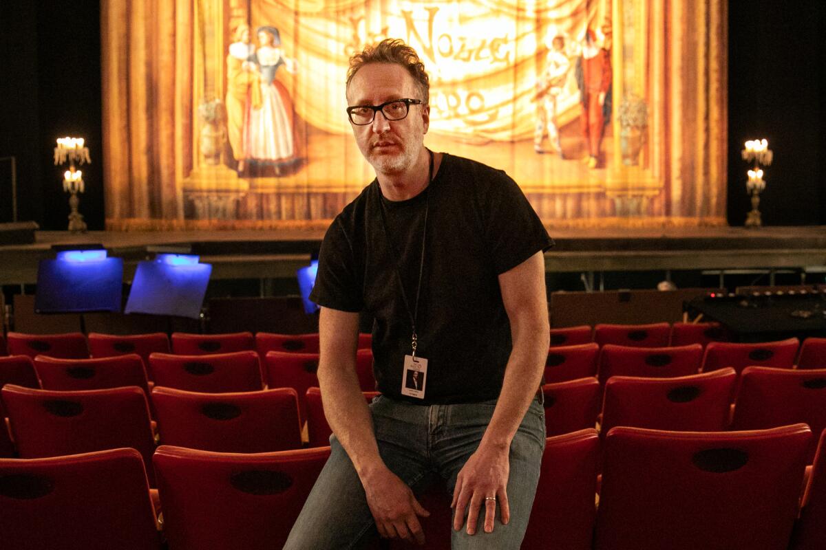 Director James Gray poses for a portrait in the Dorothy Chandler Pavilion. 