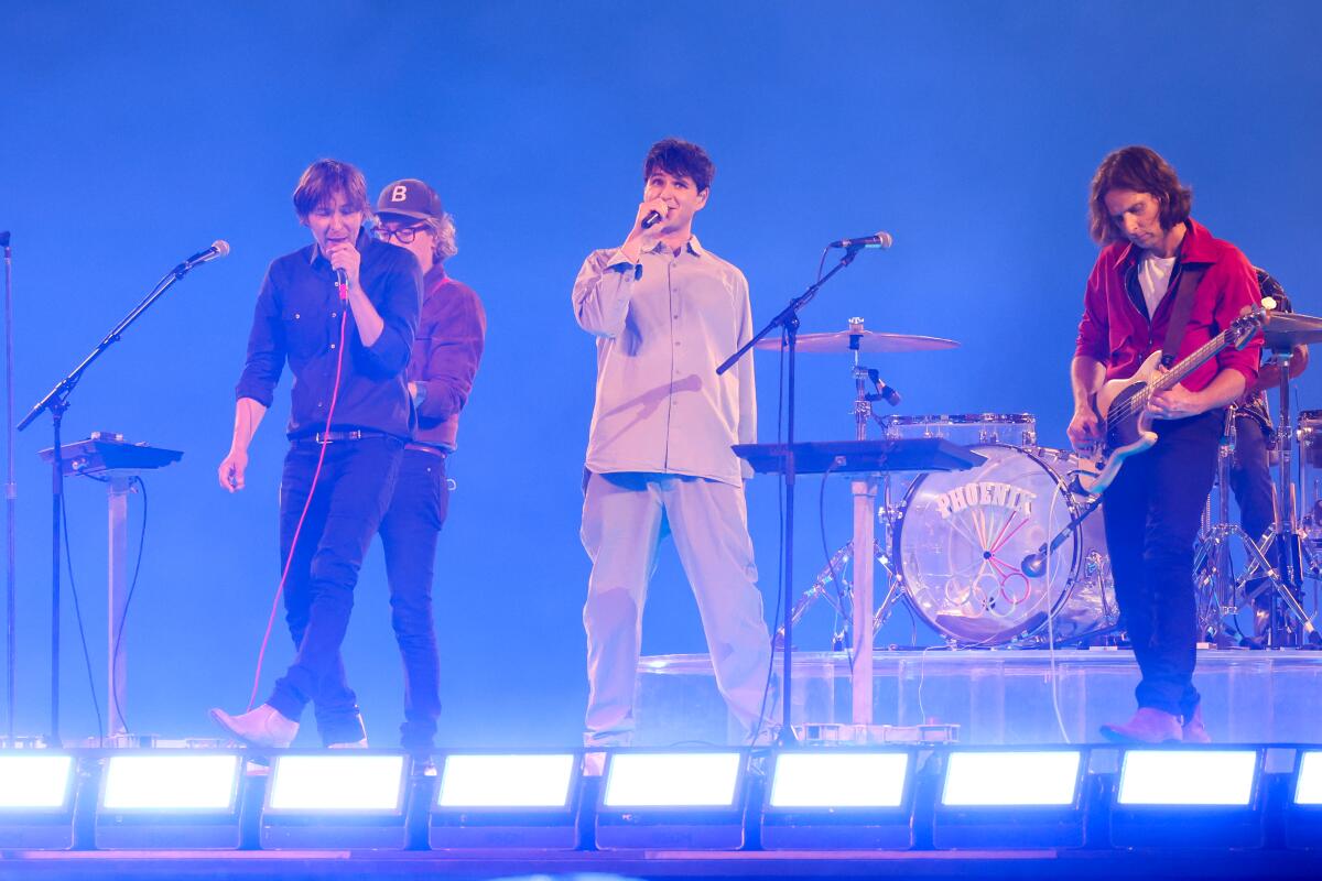 Phoenix performs during the closing ceremony of the 2024 Paris Olympics at Stade de France on Sunday.