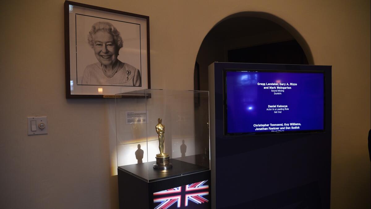 A look at the entryway of the British consul-general's residence in Hancock Park during a Friday celebration of British Oscar nominees and the collaboration between British and American filmmakers.