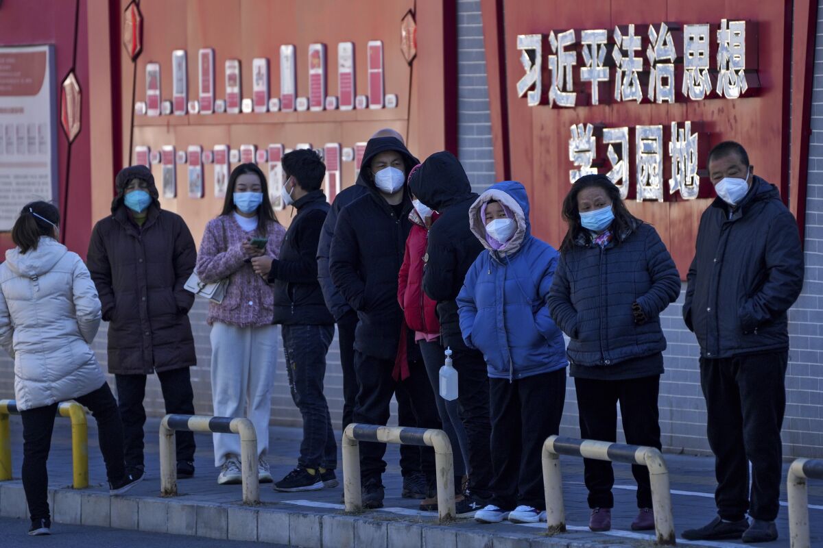Residents lining up for coronavirus tests in Beijing