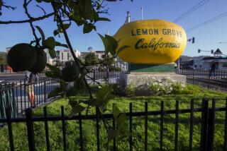 The landmark in the center of town includes the year of Lemon Grove’s incorporation.