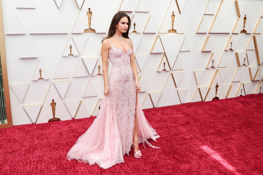 Lily James on the red carpet at the Academy Awards