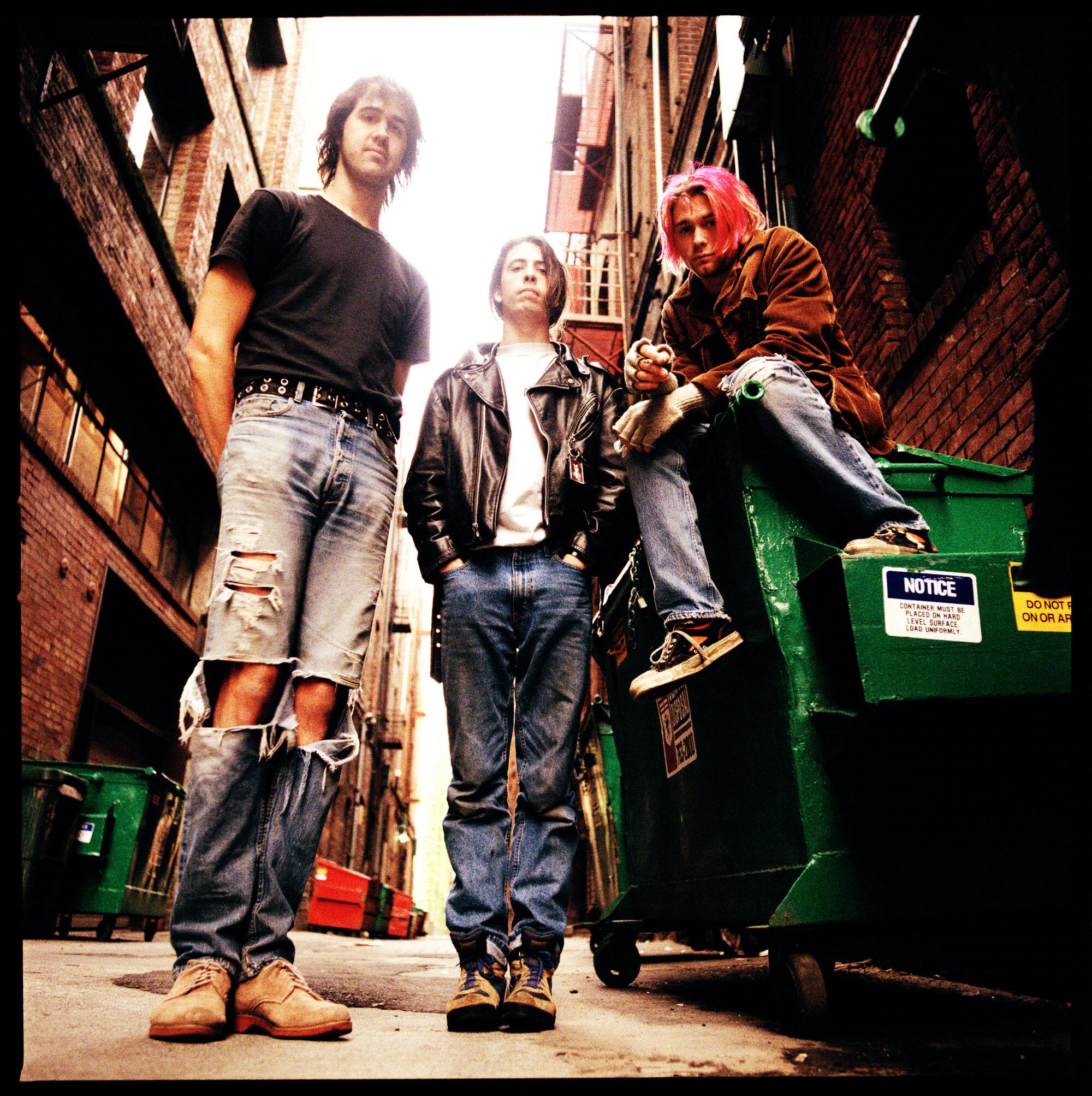 Nirvana's Krist Novoselic, Dave Grohl and Kurt Cobain.