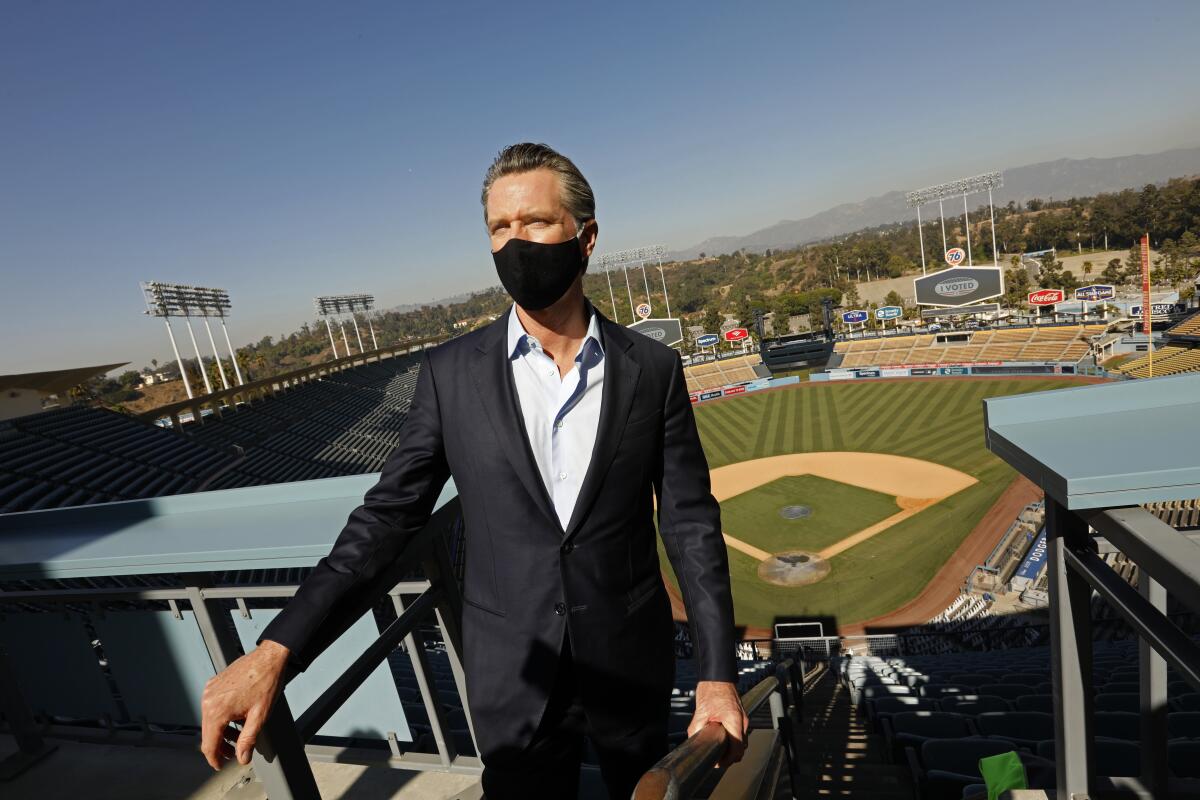 Gov. Gavin Newsom tours Dodger Stadium