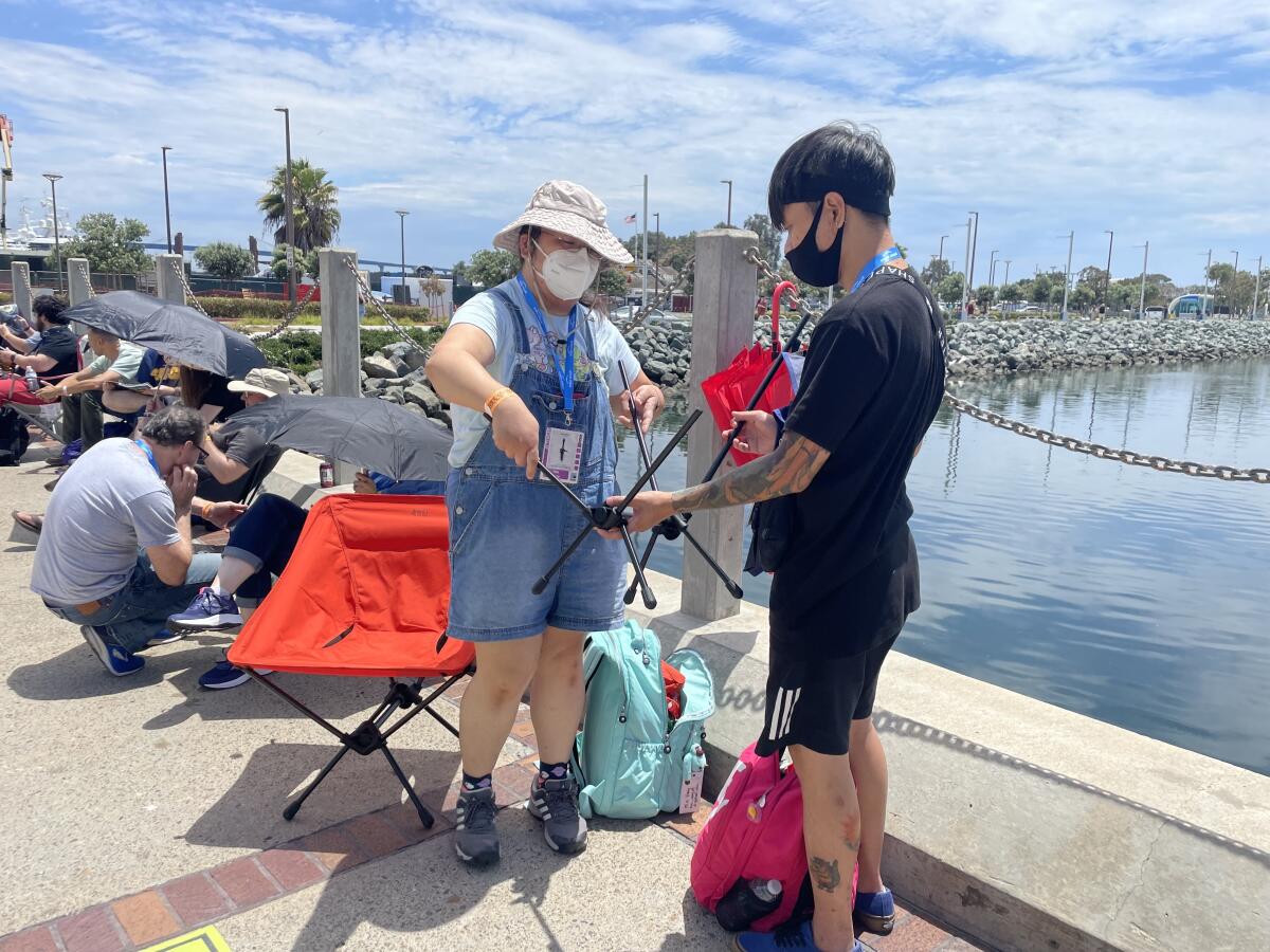 Fans in line for Hall H at Comic-Con on July 20, 2022.