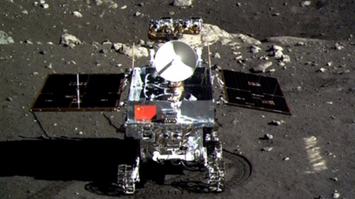 This screen grab taken from a CCTV footage shows a photo of the Jade Rabbit moon rover taken by the Chang'e-3 probe lander on December 15, 2013. China's Jade Rabbit rover vehicle sent back photos from the moon after the first lunar soft landing in nearly four decades marked a huge advance in the country's ambitious space programme. The Yutu, or Jade Rabbit, was deployed at 4:35 am (2035 GMT Saturday), several hours after the Chang'e-3 probe landed on the moon, said the official news agency Xinhua. CHINA OUT AFP PHOTO / CCTV ----EDITORS NOTE---- RESTRICTED TO EDITORIAL USE - MANDATORY CREDIT "AFP PHOTO / CCTV " - NO MARKETING NO ADVERTISING CAMPAIGNS - DISTRIBUTED AS A SERVICE TO CLIENTSCCTV/AFP/Getty Images ** OUTS - ELSENT, FPG, TCN - OUTS * NM, PH, VA if sourced by CT, LA or MoD **