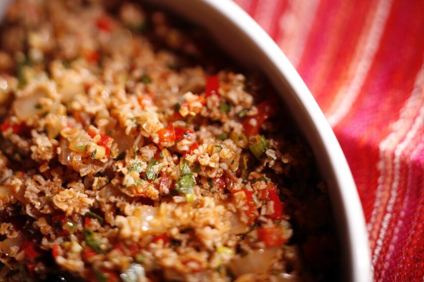 Spicy Bulgar salad with sweet peppers and pepper paste