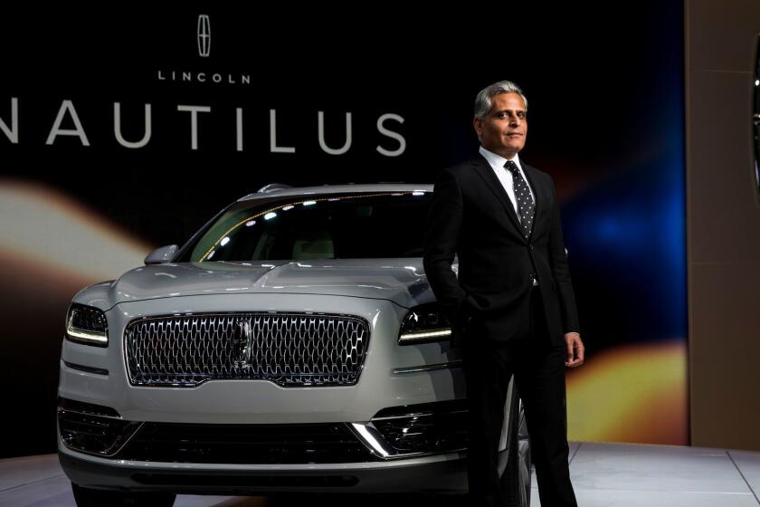 LOS ANGELES, CA - NOVEMBER 29: Lincoln Motor Company President Kumar Galhotra, poses for a portrait at "Automobility," the 2017 L.A. Auto Show, at the L.A. Convention Center on November 29, 2017 in Los Angeles, California. (Kent Nishimura / Los Angeles Times)