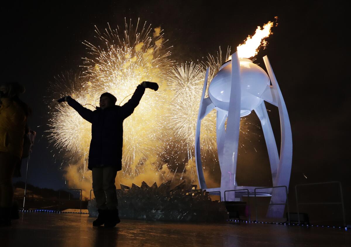 A young performer participates in the opening ceremony of the 2018 Winter Olympics in Pyeongchang, South Korea.