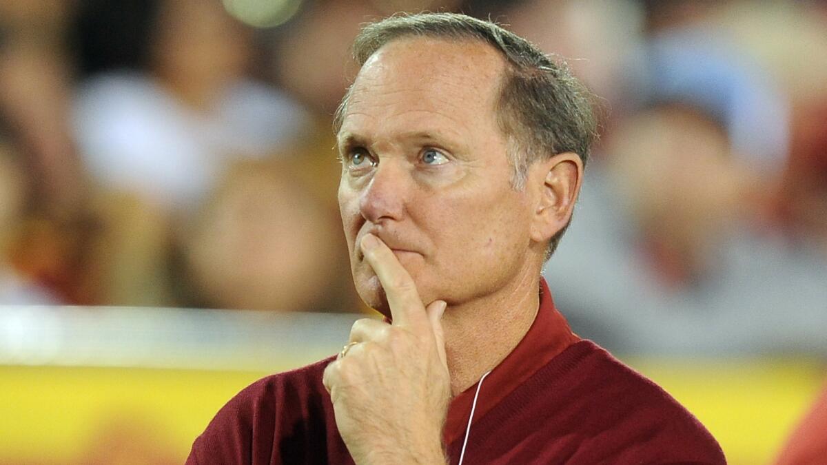 USC Athletic Director Pat Haden was fined $25,000 by the Pac-12 for "inappropriate" sideline conduct during the Trojans' win over Stanford on Sept. 6.