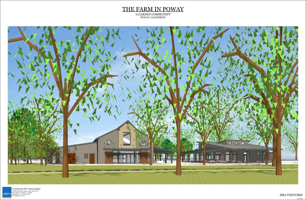 Architect's rendering of The Barn, a community meeting space.