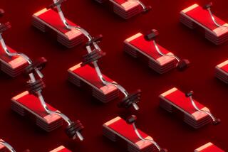3D illustration of barbells doing situps on yoga benches on a red background.