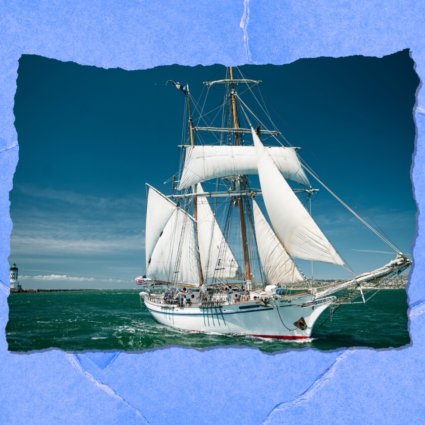 The tall ship Irving Johnson at sea