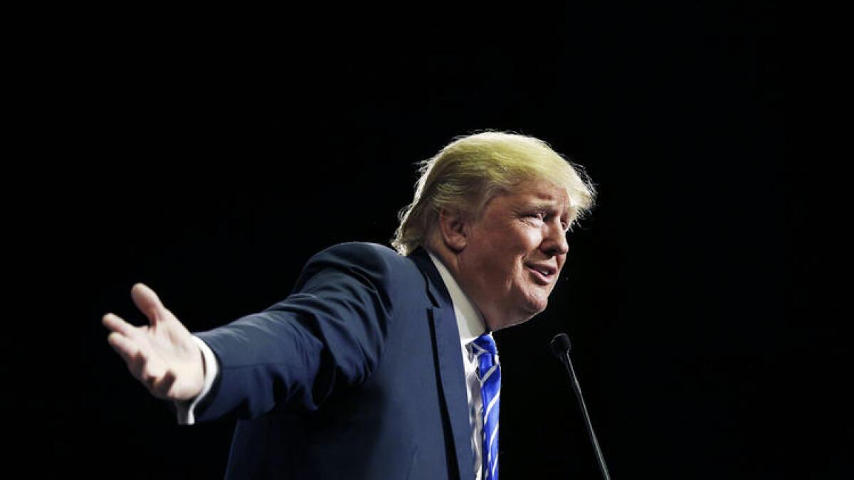 Donald Trump speaks at a rally in Las Vegas.