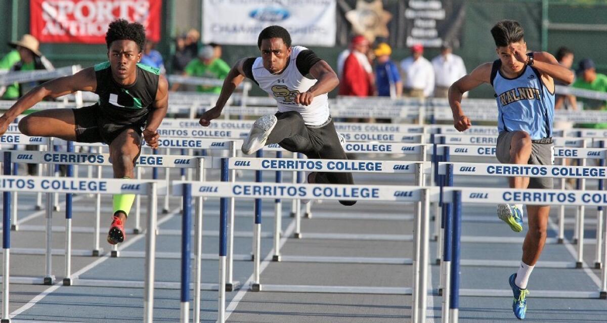 St. Francis High's Jasher Foster hurdled his way to the state meet in two events on Friday at the CIF Masters Meet.
