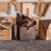Three wooden ring boxes 