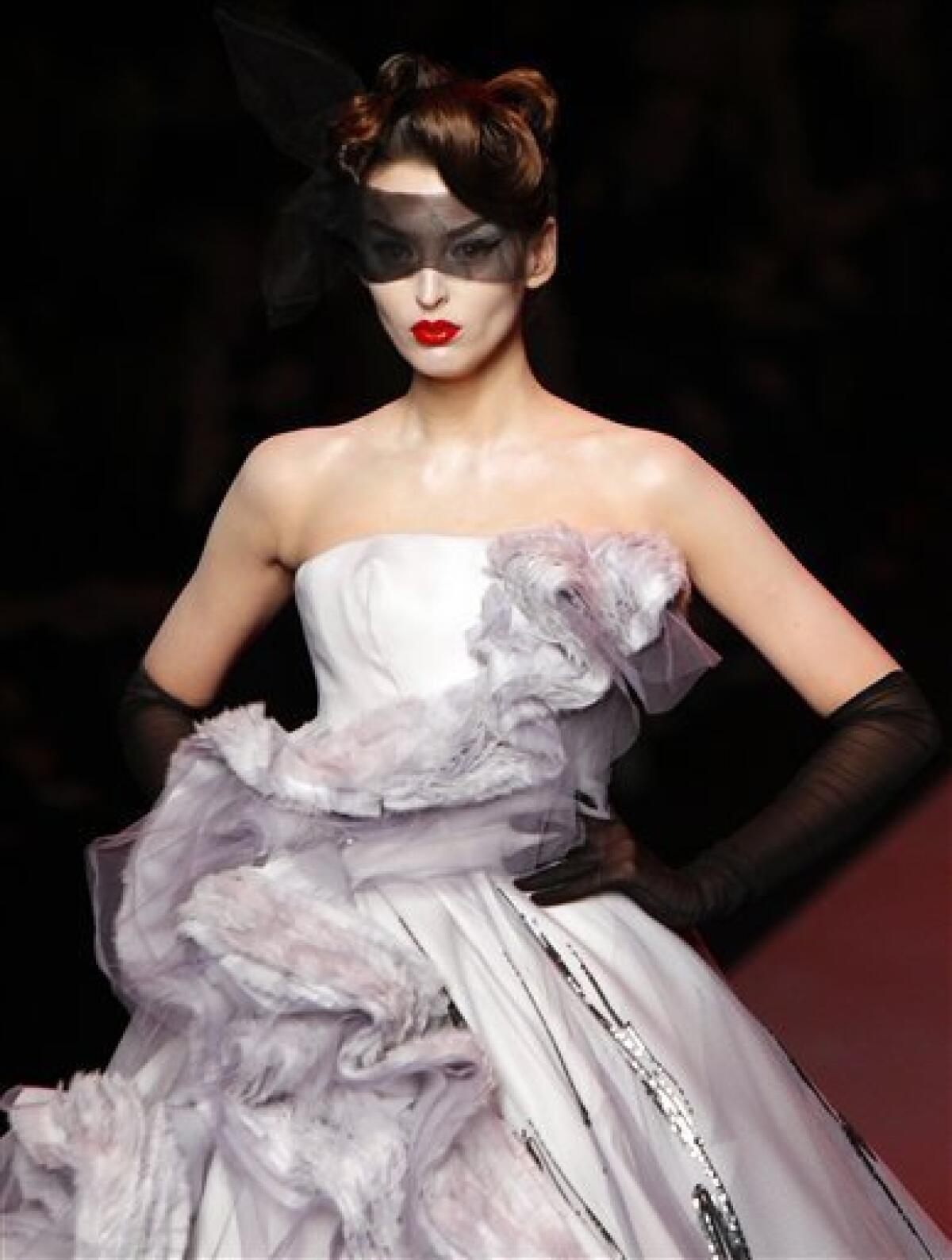 A model wears a creation by British fashion designer John Galliano for Dior's Haute Couture Spring Summer 2011 fashion collection presented in Paris, Monday, Jan. 24, 2011. (AP Photo/Francois Mori)
