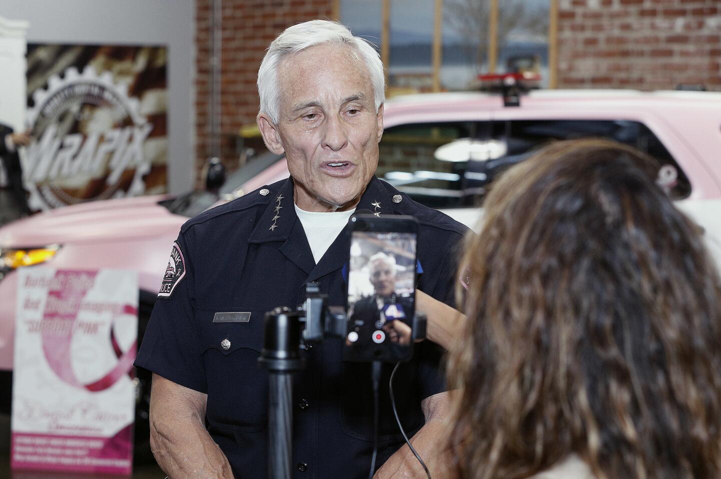 Photo Gallery: Burbank Police unveil pink police cruiser for October Breast Cancer Awareness