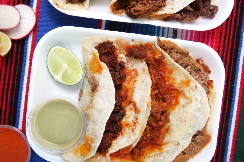 Tacos and salsa from El Ruso