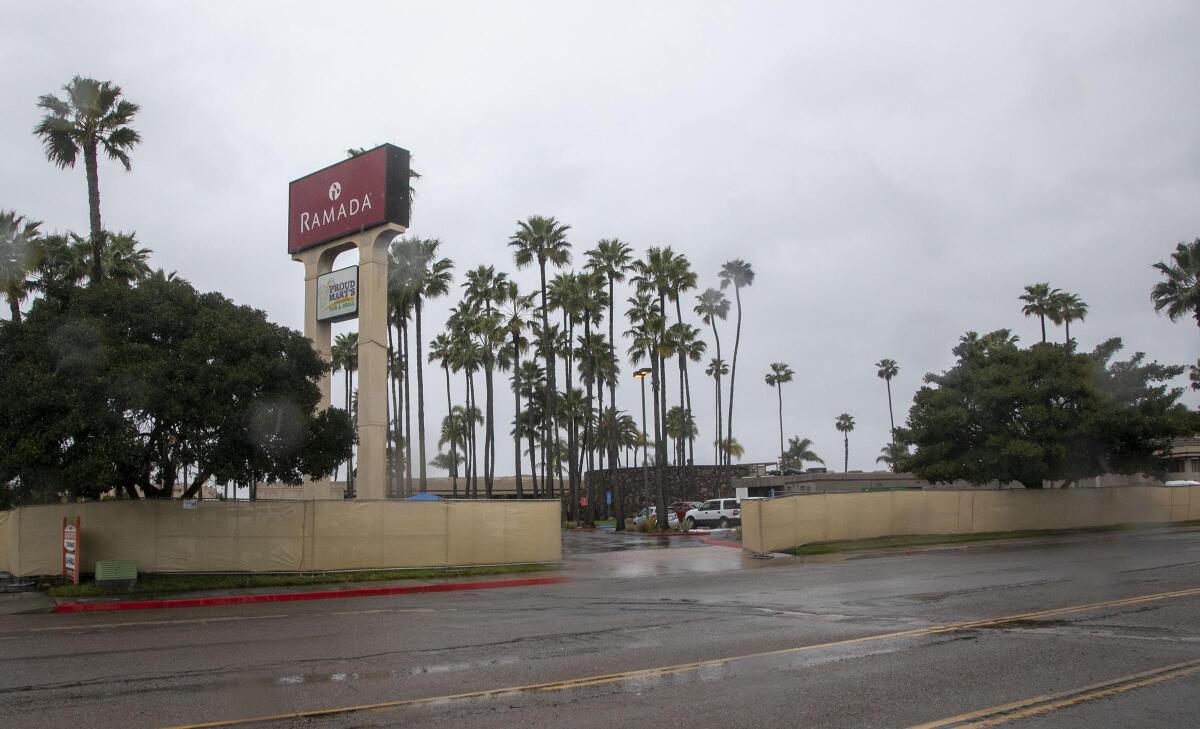 The Ramada by Wyndham San Diego North Hotel and Conference Center in Kearny Mesa has been closed to the public and will be used as a COVID-19 Quarantine site. The site was photographed on Wednesday morning.