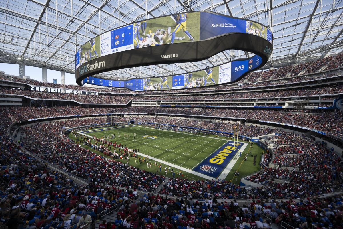 SoFi Stadium during a game between the Rams and San Francisco 49ers on Oct. 30.