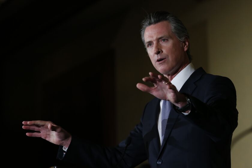 California Gov. Gavin Newsom speaks at the Chief Probation Officers of California Conference in Sacramento, Calif., Wednesday, Feb. 26, 2020. (AP Photo/Rich Pedroncelli