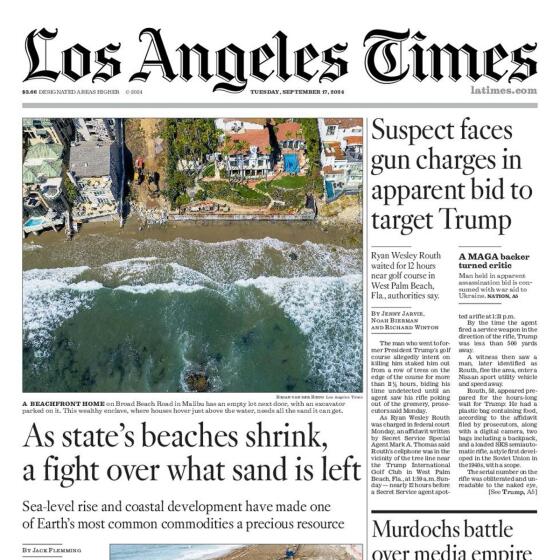 Front Page of Today's L.A. Times