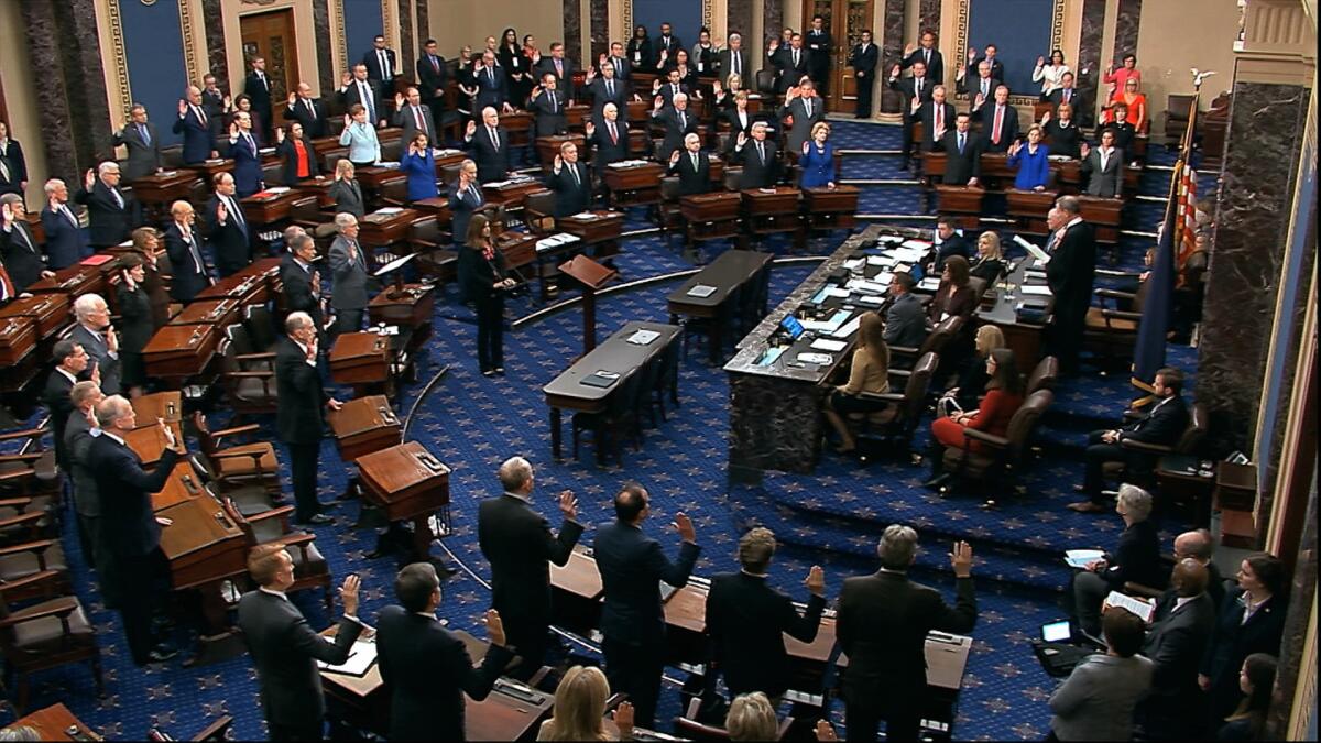 Senate members sworn in for impeachment trial 