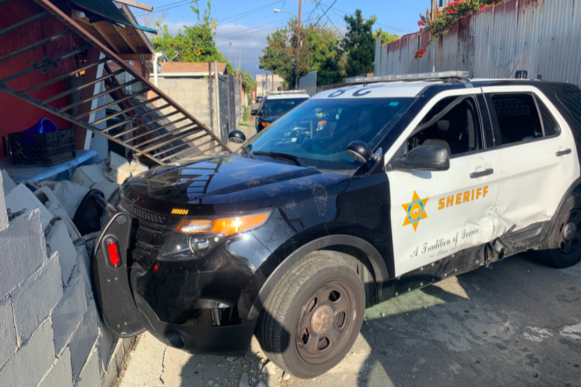 Deputy Miguel Vega crashed his patrol SUV on duty in April.