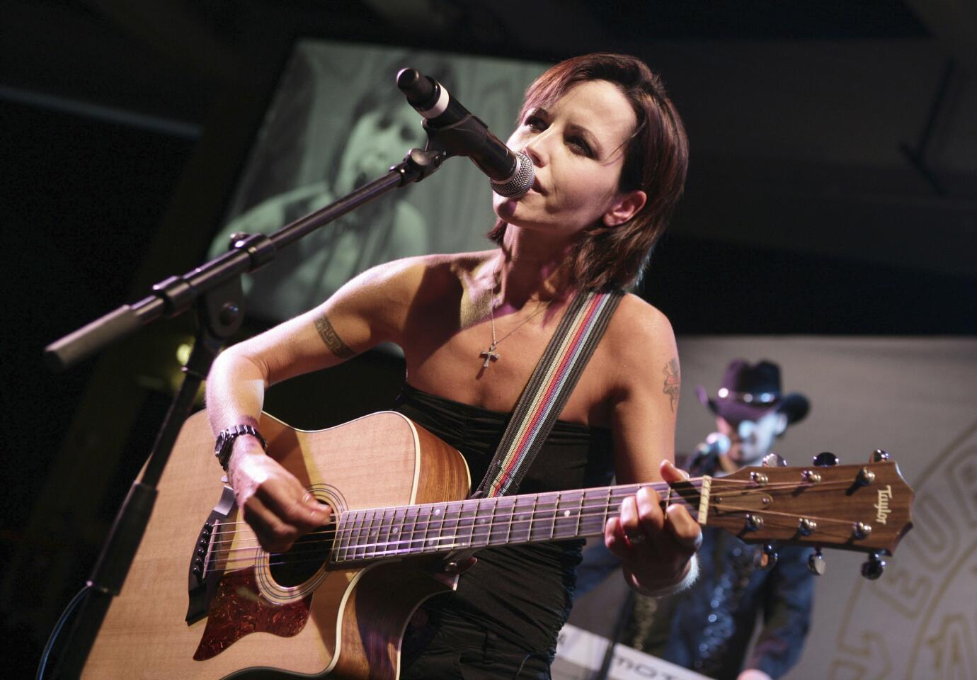 Cranberries lead singer Dolores O'Riordan performs during the European Border Breakers awards in Cannes, France, in 2008. O'Riordan, lead singer of Irish band the Cranberries, has died. She was 46.