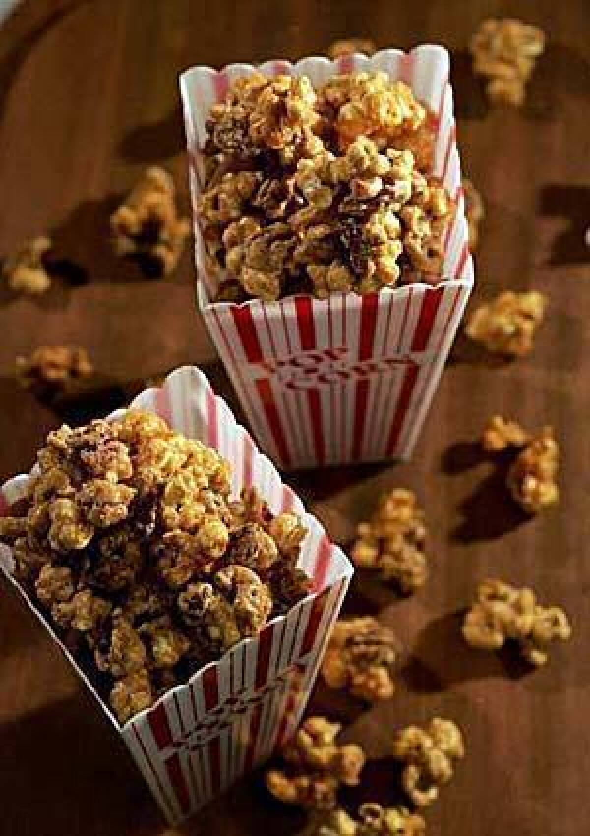The movie experience simply isn't complete without popcorn. But why stop at plain popcorn when you can coat it in rich caramel and nuts? Better fix an extra batch -- this stuff'll go quickly.