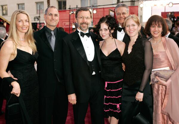 Steve Jobs and wife Lauren, Ed Catmull and daughter Jeannie, Rob Cook, Sarah McArthur & Lois Scali