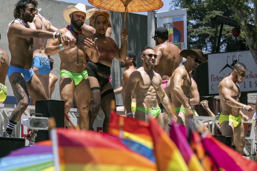 WEST HOLLYWOOD, CA - JUNE 05: The picture-perfect Southern California weather welcomed the West Hollywood Pride parade on Sunday, June 5, 2022 in West Hollywood, CA. (Myung J. Chun / Los Angeles Times)