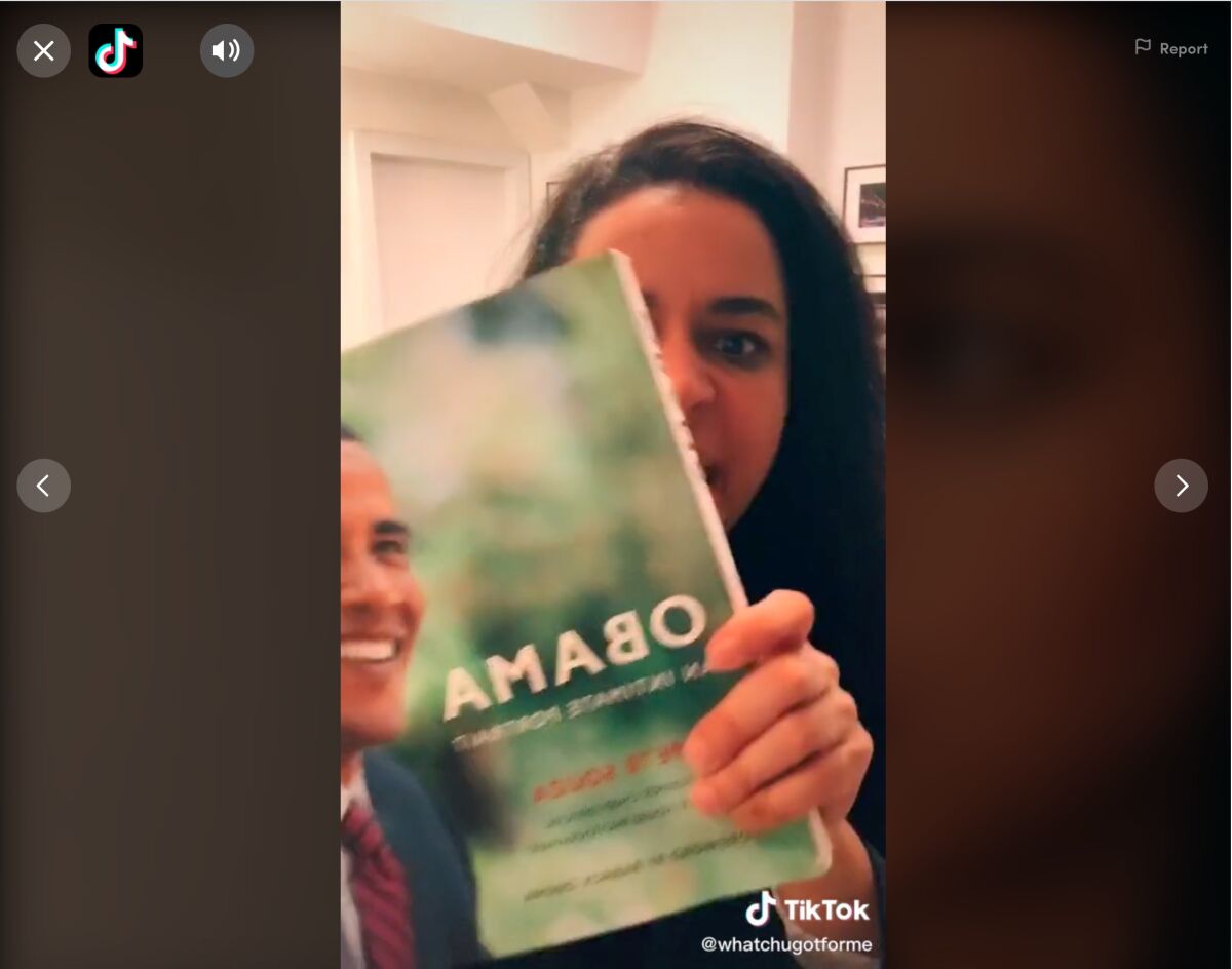 Sarah Cooper performs her impersonation of President Trump in a video posted to her TikTok account whatchugotforme. 
