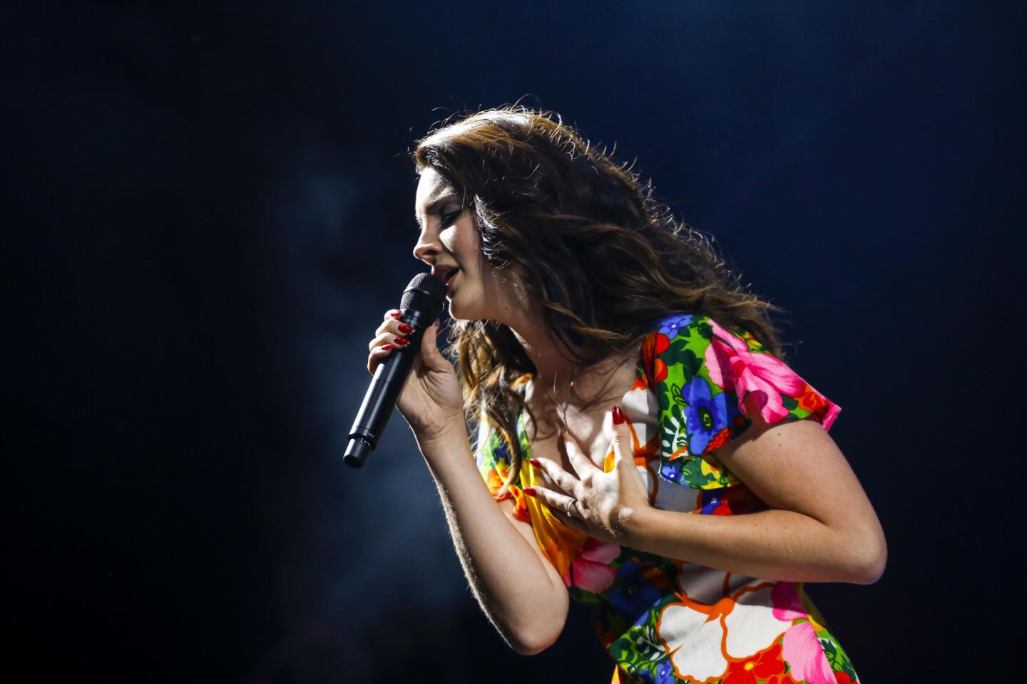 Lana Del Rey performs at the Outdoor Theatre, on the third and final day of the second weekend of the Coachella Valley Music and Arts Festival, 2014.