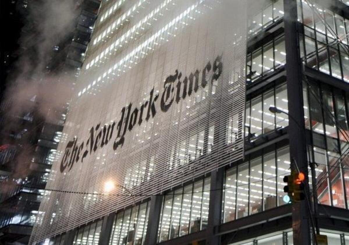 A view of the New York Times building in New York in December 2008. The newspaper reported Tuesday that hackers prevented visitors from reaching its website.