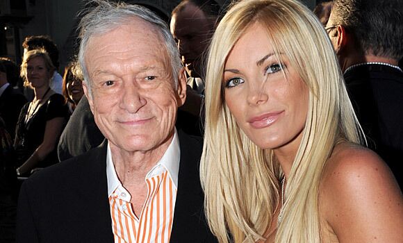 Hugh Hefner and Crystal Harris at the El Capitan Theatre last year. Harris and Hefner were to have been wed this coming Saturday at the Playboy Mansion, but Hefner tweeted Tuesday that "The wedding is off. Crystal has had a change of heart."