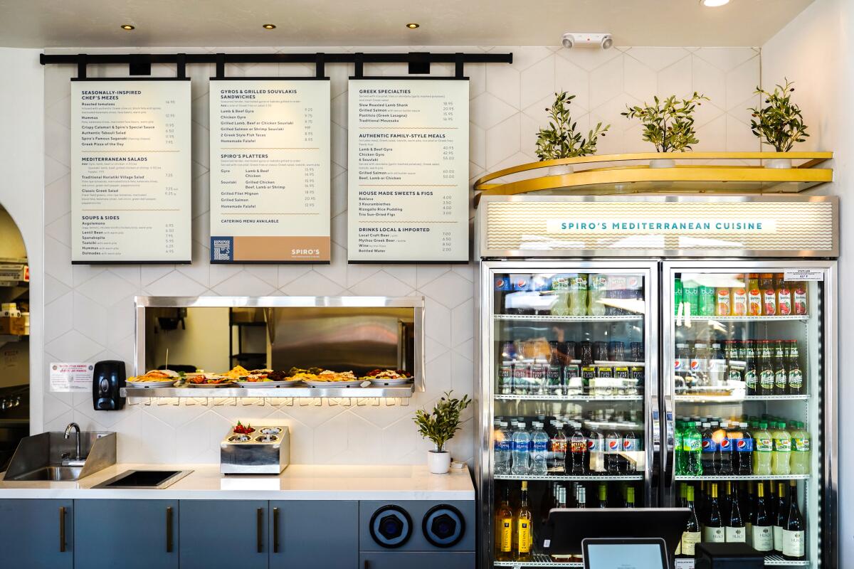 The front counter of Spiro's Mediterranean Cuisine in La Jolla.