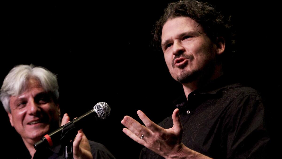 McSweeney's founder Dave Eggers, right, at the Los Angeles Times Festival of Books in 2011.