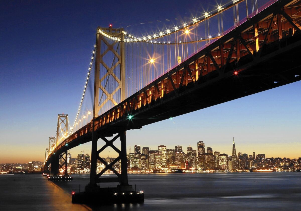 San Francisco as seen from beneath the Bay Bridge.