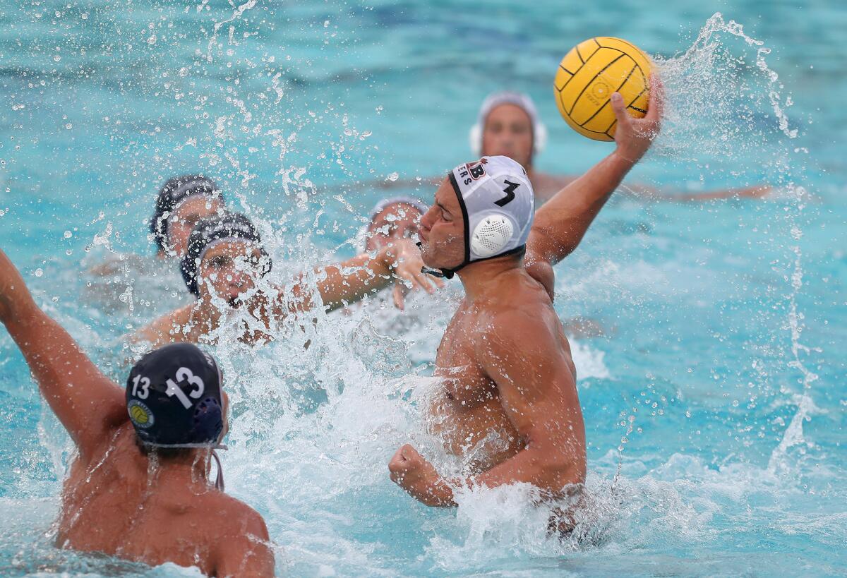 Nikola Mirkovic (3) of Huntington Beach shoots and scores after a quick interior pass during Wednesday's match.