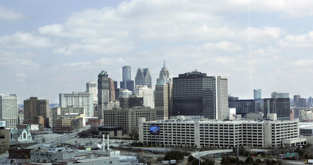 This April file photo shows the city of Detroit, which in on the brink of a key breakthrough in its bankruptcy proceedings.