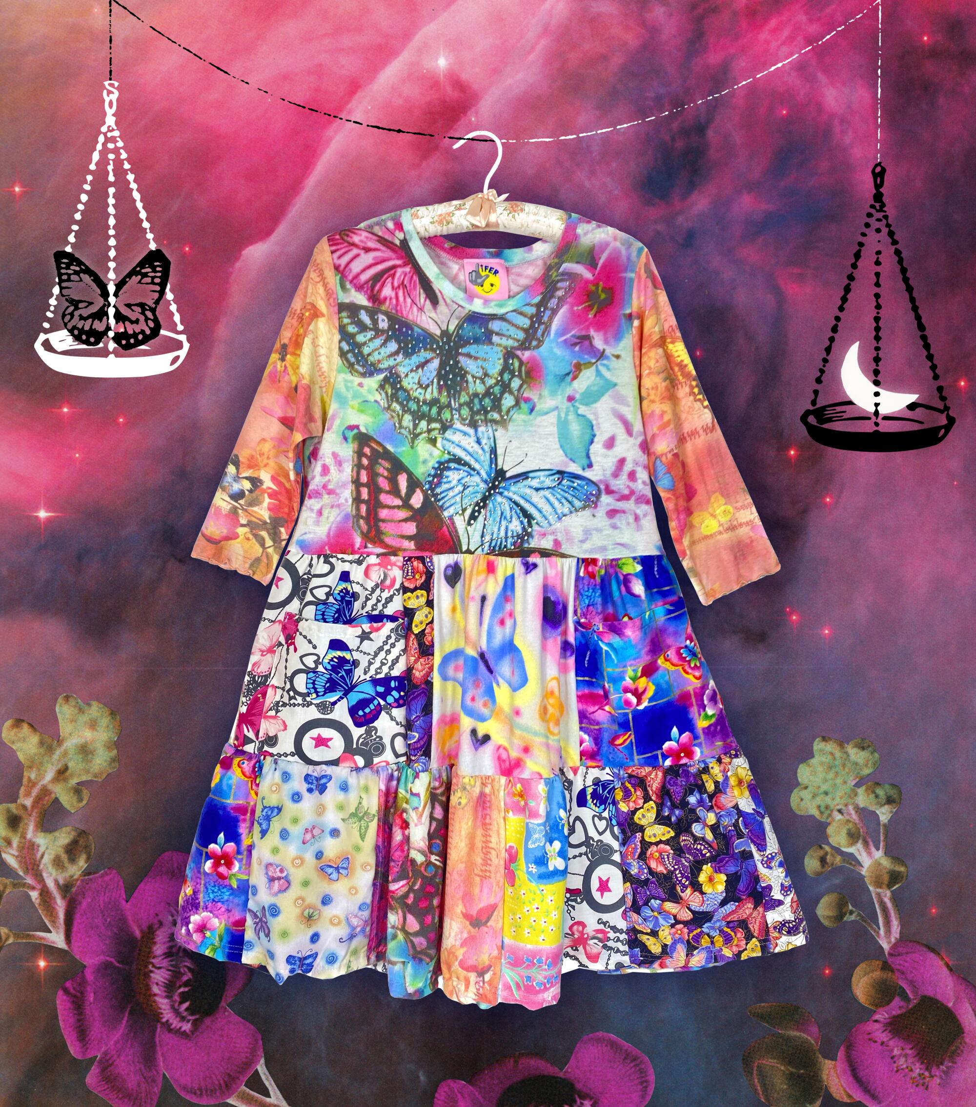 Collage featuring LiFER Shop’s Butterfly Dress