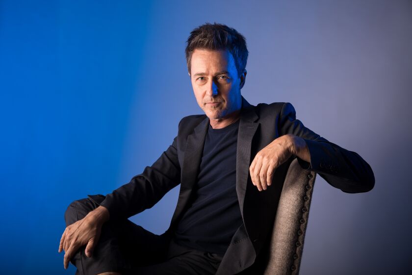 NEW YORK, NY — 10/10/19: Edward Norton, writer, actor and director of “Motherless Brooklyn,” poses for a portrait at The Whitby Hotel on Thursday, October 10, 2019 in New York City. (PHOTOGRAPH BY MICHAEL NAGLE / FOR THE TIMES)