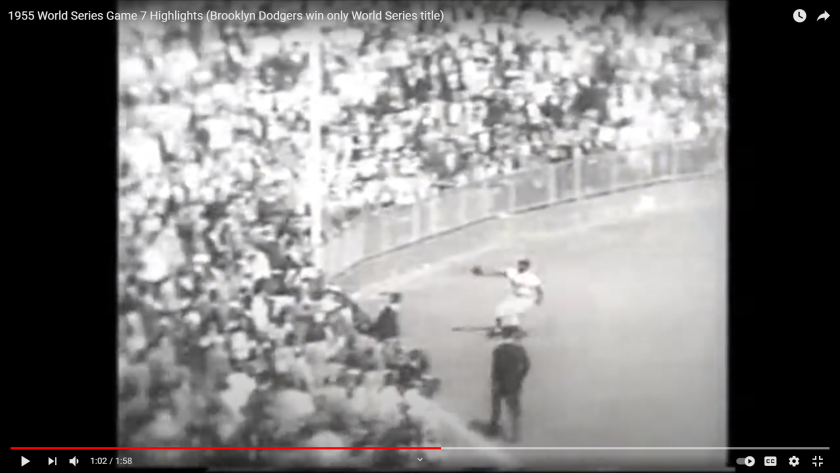 Screenshot of Sandy Amoros' Game 7 catch.