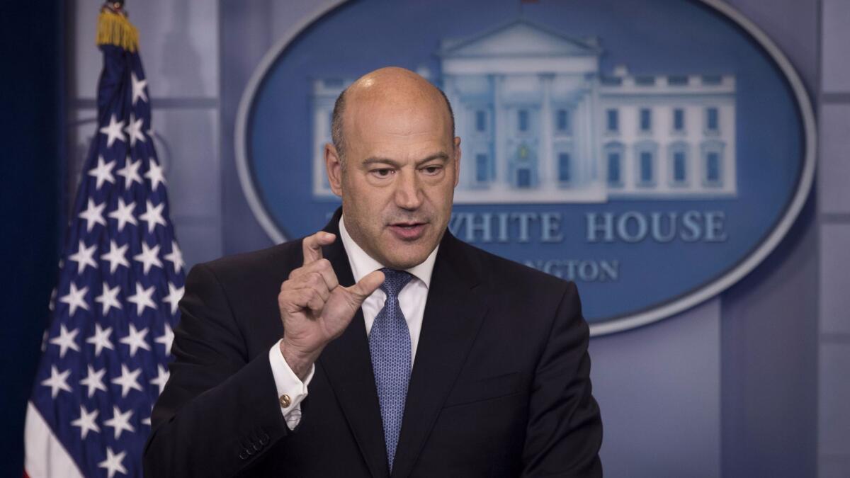 Gary Cohn, director of the White House National Economic Council, speaks to reporters about tax cuts on Sept. 28.