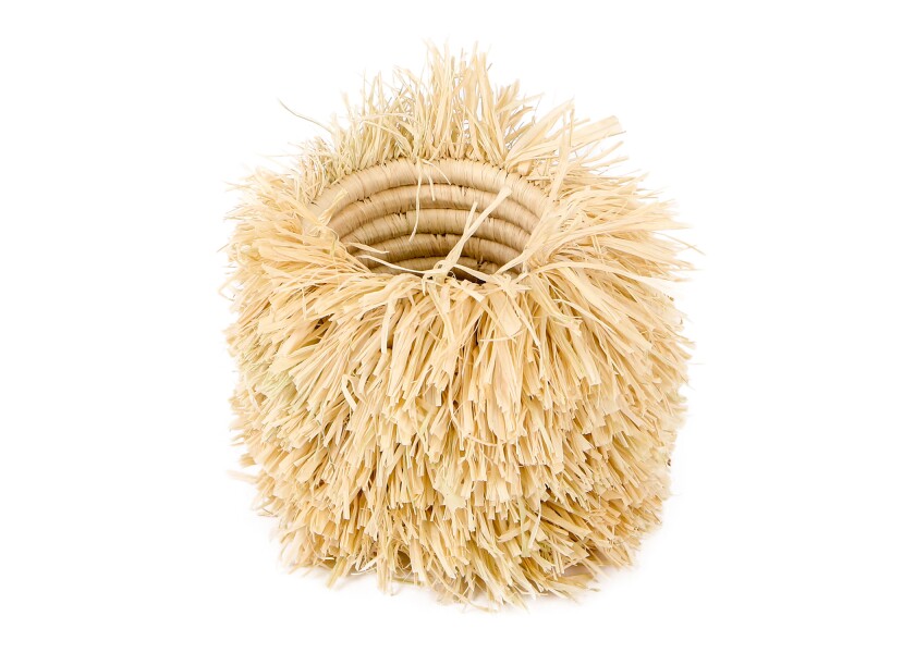 The Natural Bomba Brush Cup is handmade in Uganda, 3 inches wide by 4 inches tall.